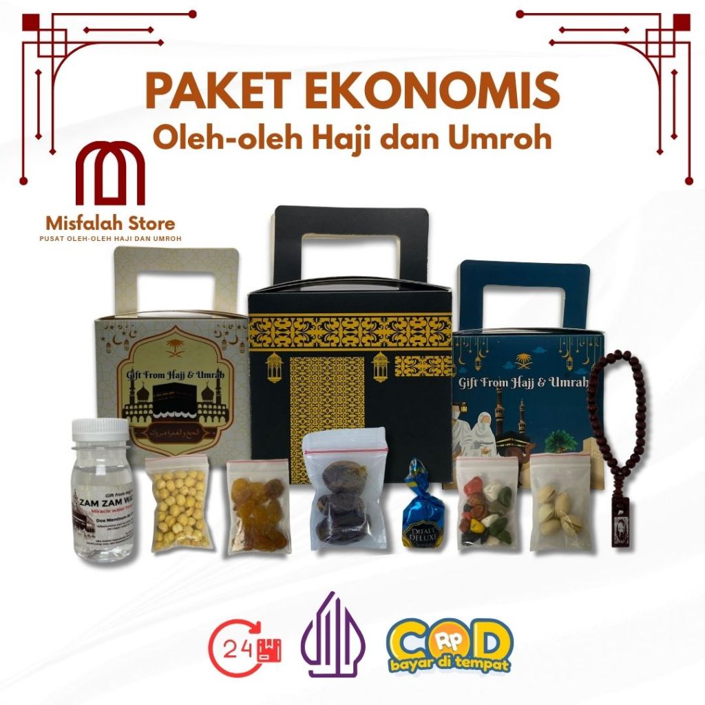 

Paket Ekonomis Tasbih Oleh-oleh Haji dan Umroh isi Air Zamzam / Dus Ka'bah