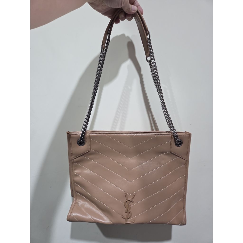 NIKI large shopping in vintage leather tas tote bag wanita kulit