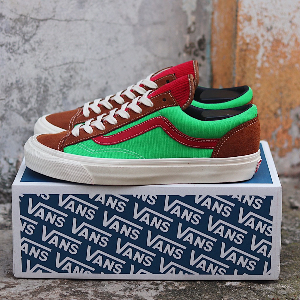 VANS OLD SKOOL VAULT OG STYLE 36 GREEN MULTICOLOUR RESMI PT NAVYA