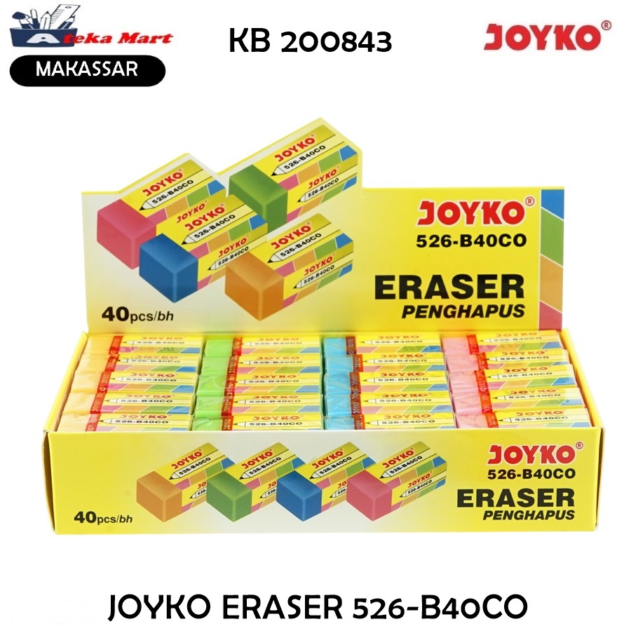 

[BOX/40PCS] JOYKO ERASER 40CO PENGHAPUS WARNA