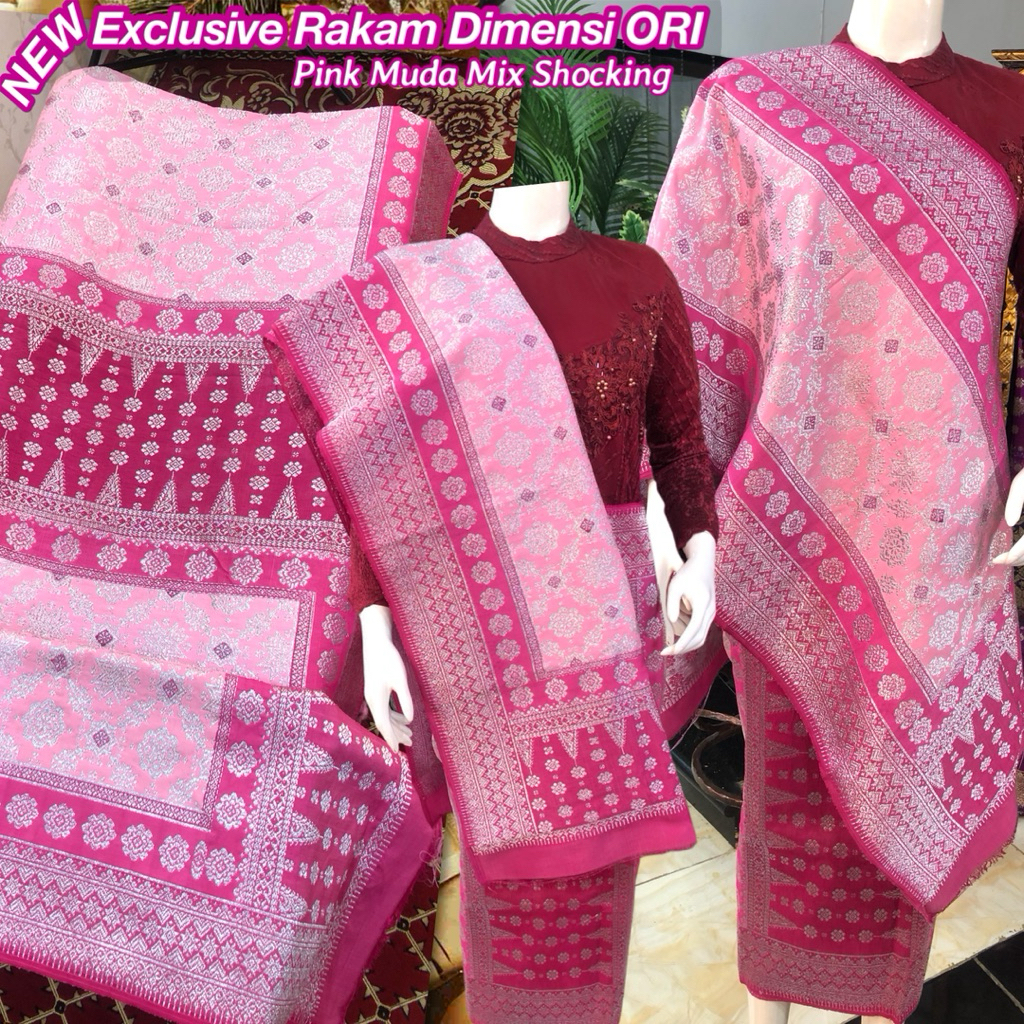 NEW Exclusive Songket Dimensi ORI /Trend Pink/ Songket Panca Warna Dimensi/ songket tenun asli palem
