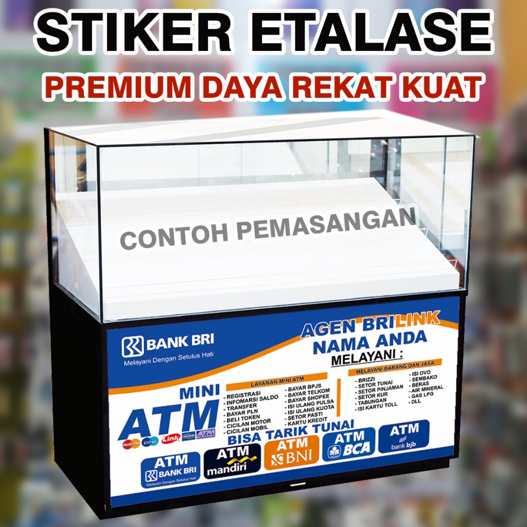 

Stiker Etalase agen brilink bri - Bahan Tahan Air Tidak Luntur Bahan Vinyl