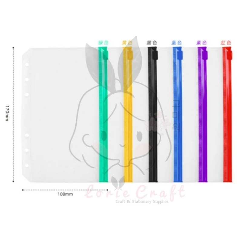 

READY INSTANT DIY LC A5 A6 Ziplock / Card Ring 6 Folder Binder Sleeve doff tebal 1 PC