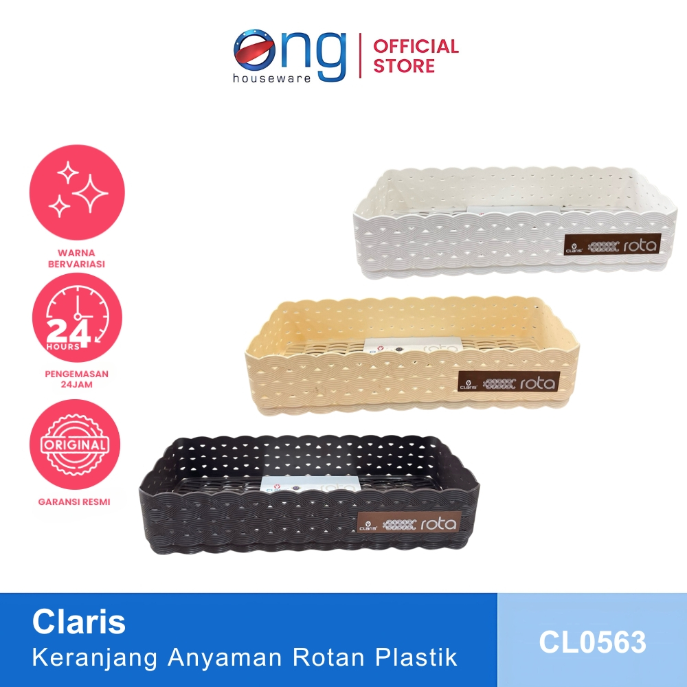 Ong Houseware - Keranjang Anyaman Rotan Plastik Travessa Long Tray Rota Claris CL0563
