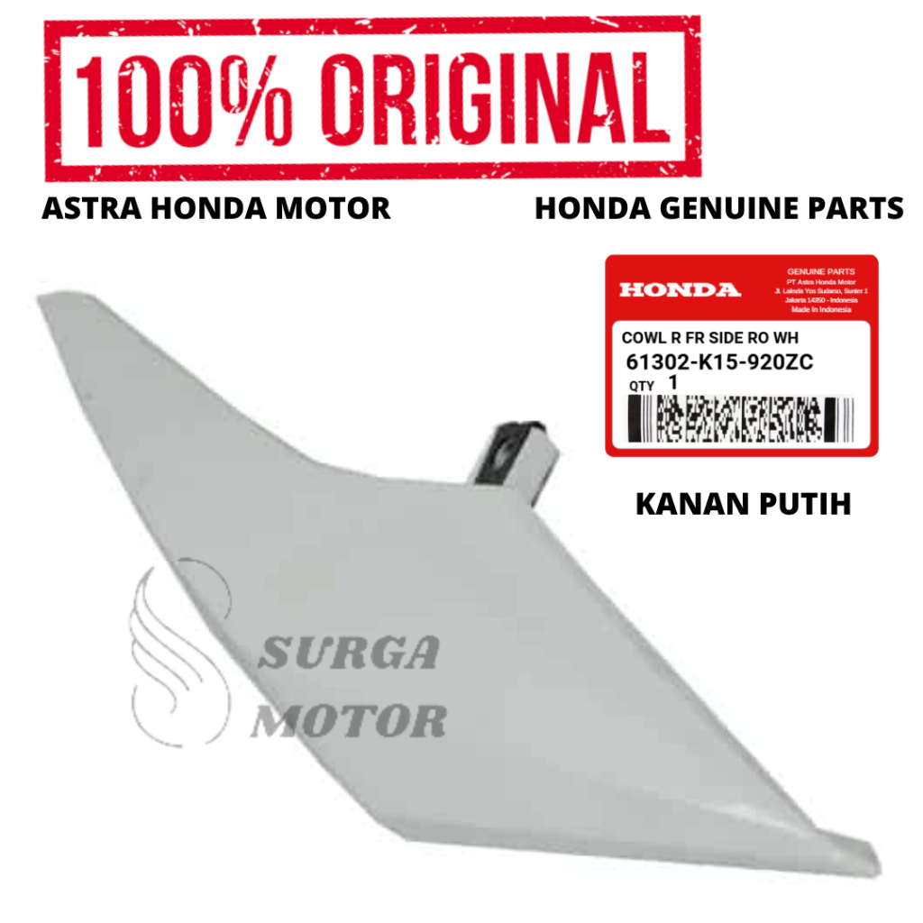 Cowl Side Kupingan Lampu Depan Kanan NEW CB150R LED Putih Original Honda AHM 61302-K15-920ZC Cover K