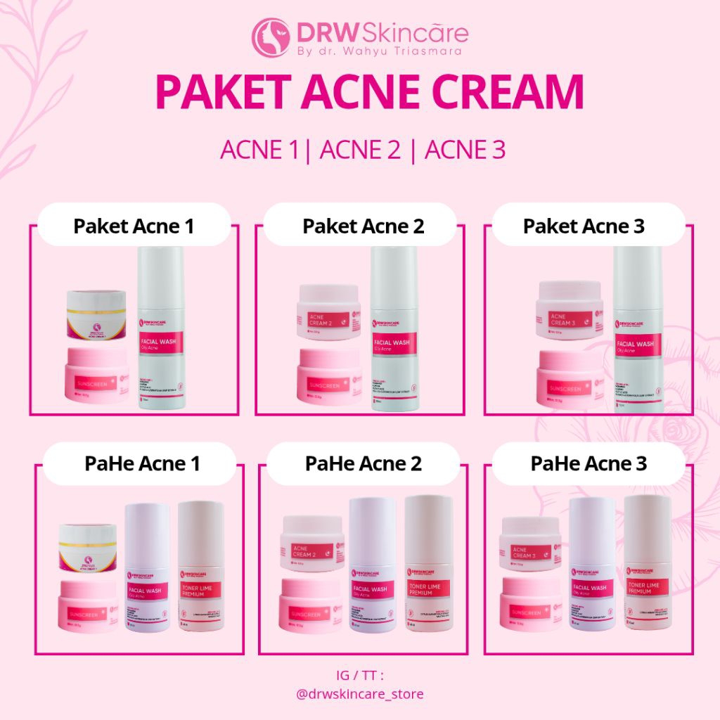 Drw Skincare - Paket Acne 1 Acne 2 Acne 3 / paket krim jerawat / Paket Skincare / anti acne / acne c