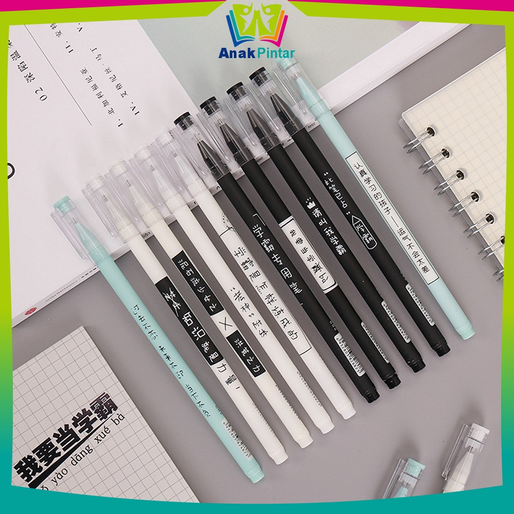

EC Alat Tulis Pena Gel Aksen Jepang 0.5MM / Pena Gel Tinta Hitam / Bolpoin Pena Cair Alat Tulis Kantor dan Sekolah Anak Pintar A86