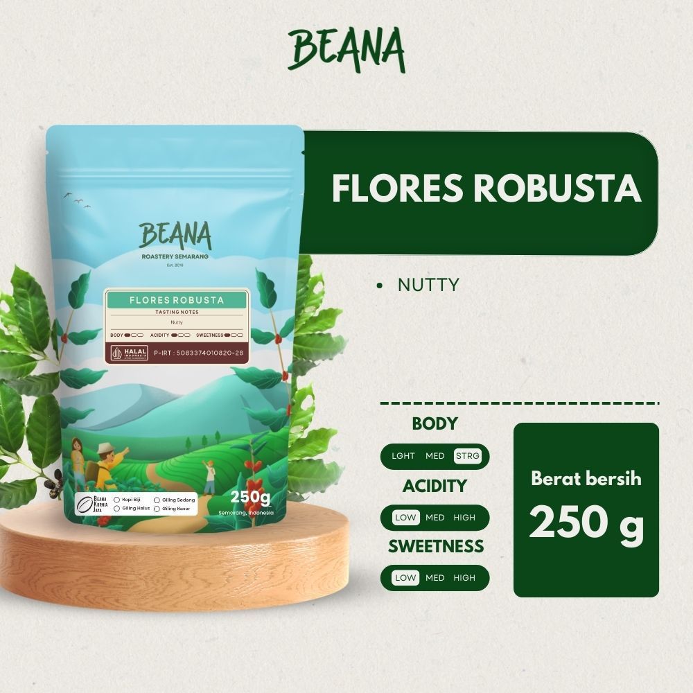 

Beana Roastery - Flores Manggarai Robusta Coffee Roasted Beans | Biji Kopi Bubuk 250gr