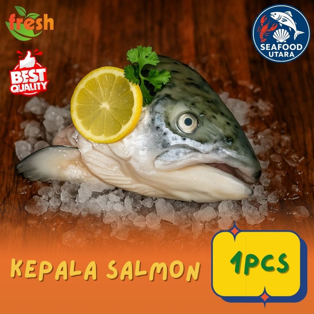 

Kepala Salmon Belah 1 pcs fresh Siap Olah | Salmon Head Half – Beku, Segar, Untuk Sup & Fish Head