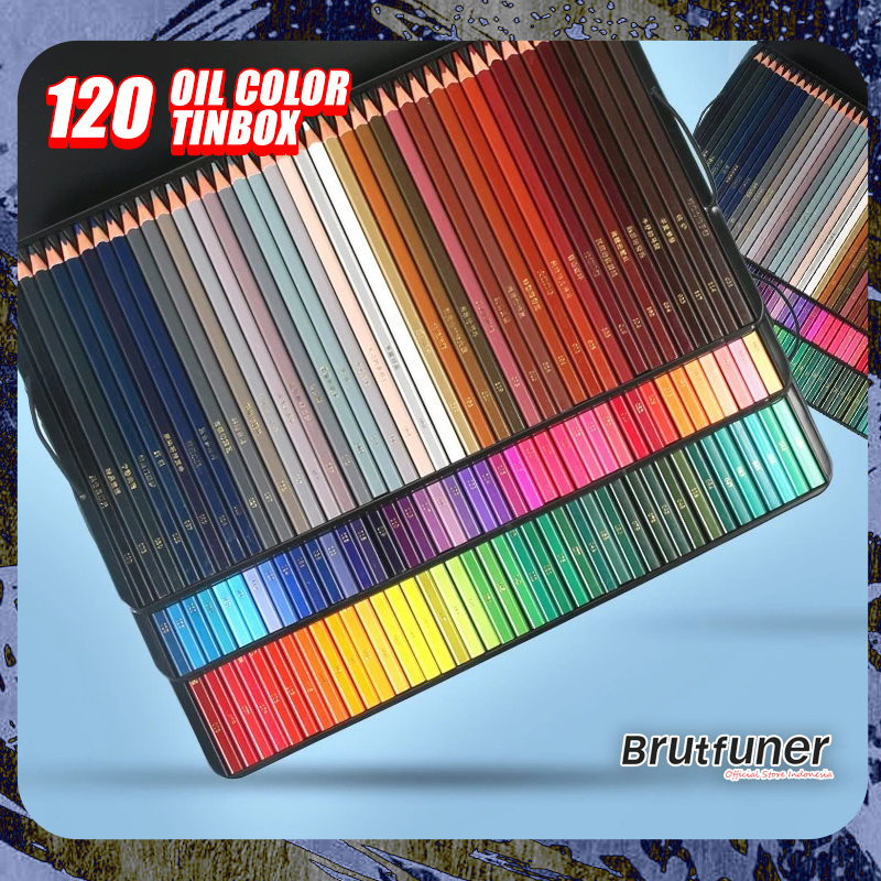 

Brutfuner Pensil Warna Original 120 Colors Tinbox Kotak Besi kaleng