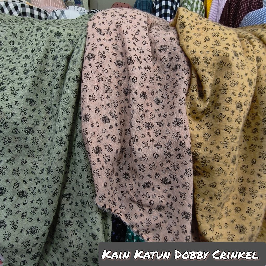 Kain Katun Crinkel Dobby/Crinkel Dobby katun [harga ½ meter]