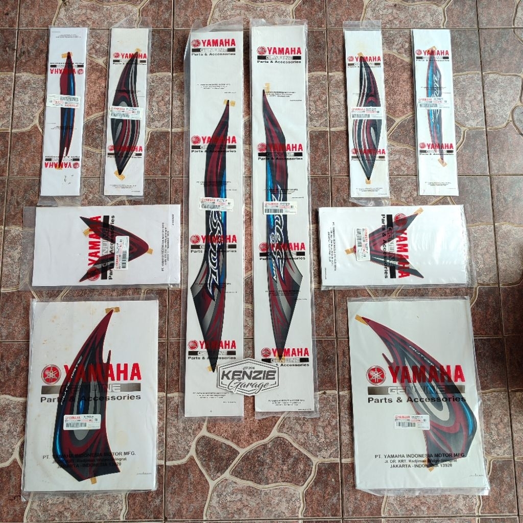 Stiker Striping Graphic Mio Soul Merah Marun Hitam 2008 Original YGP