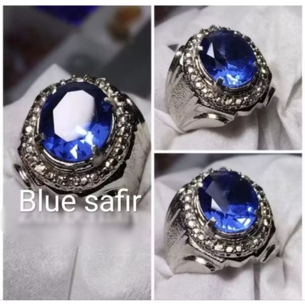 batu cincin biru king safir cutting blue king safir