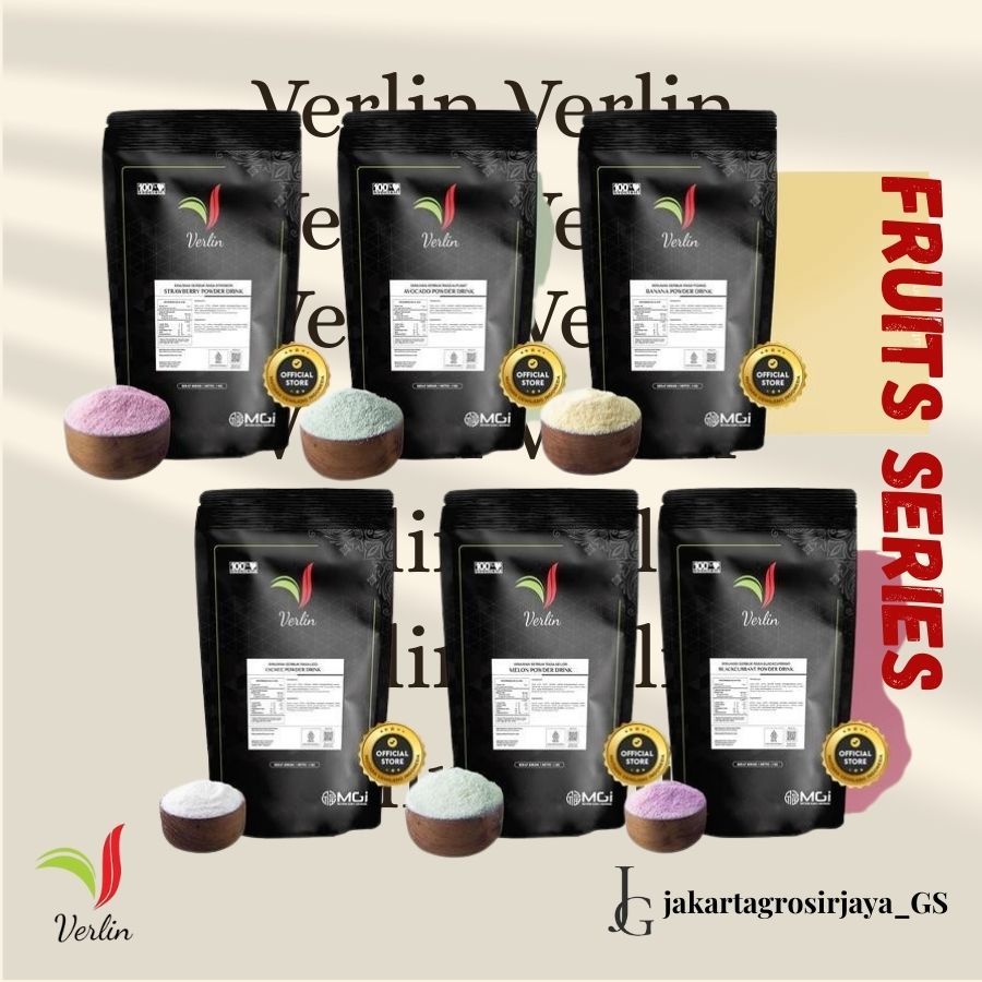

Verlin Drink Powder 1kg FRUIT SERIES / Bubuk Minuman Kekinian - Verlin Powder FRUIT SERIES 1 kg All Variant