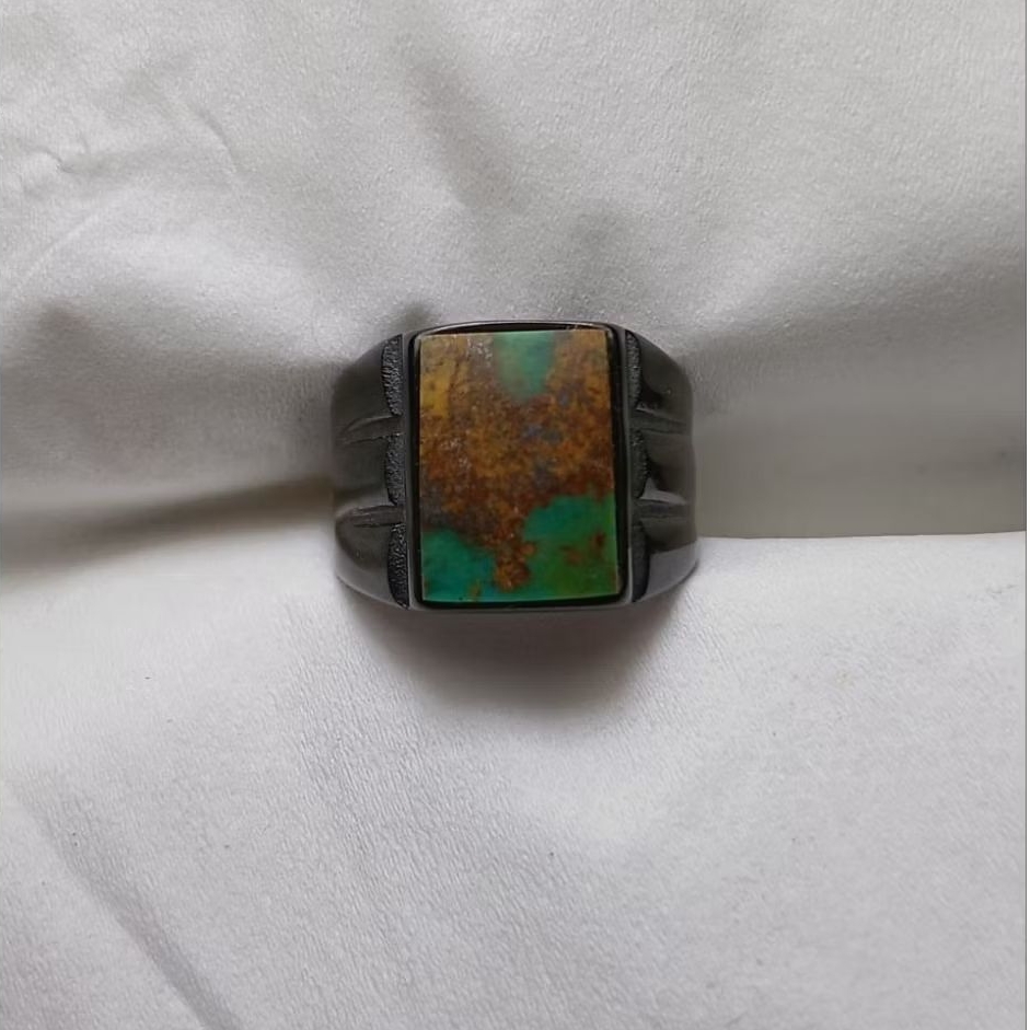 Cincin batu pirus persia kotak natural