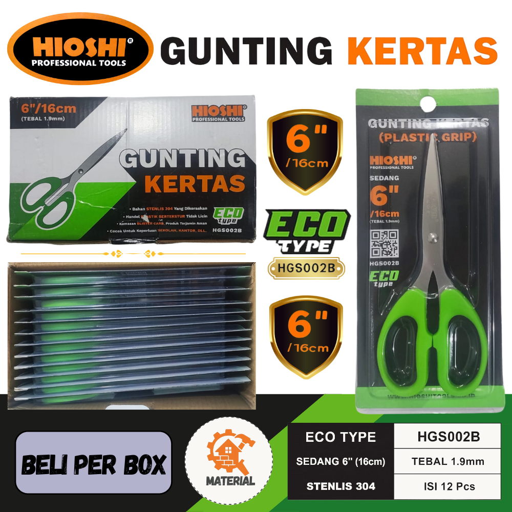 

HIOSHI - Gunting Kertas HGS002B - Pembelian Per Kotak = 12 PCS