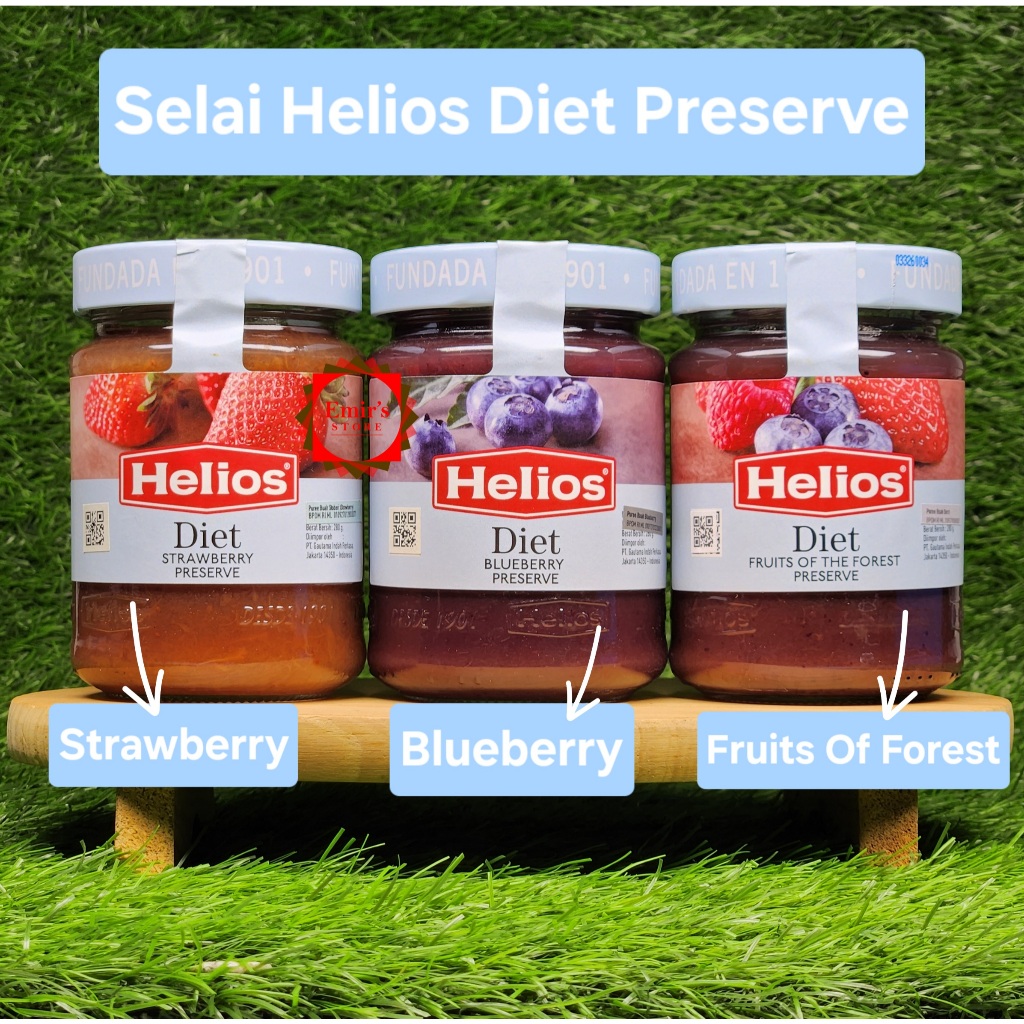 Selai Buah Helios Diet Preserve | Selai buah Helios Rendah Gula | Strawberry | Blueberry | Fruits Of