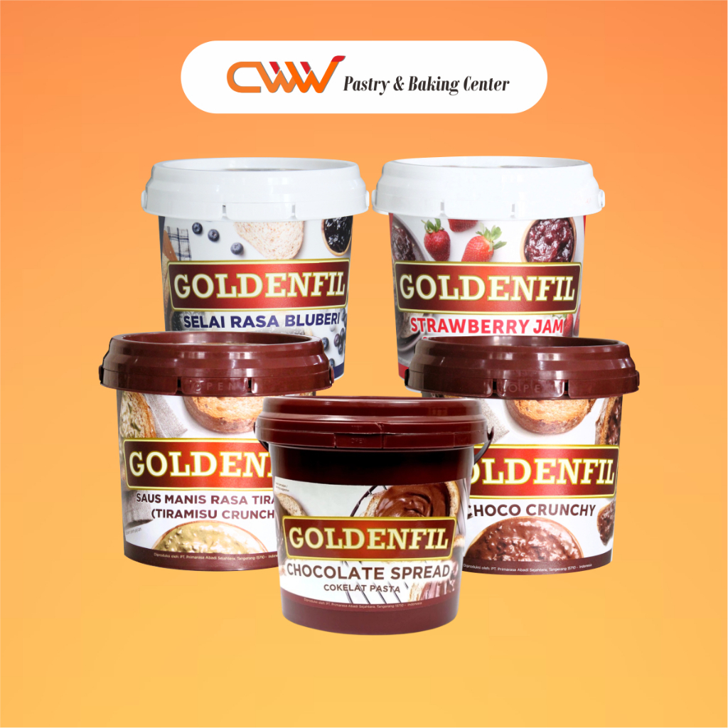 

Goldenfil Selai Creamy Choco Spread Crunchy Tiramisu 1Kg Filling Topping Coklat Kue Cake Donat Roti