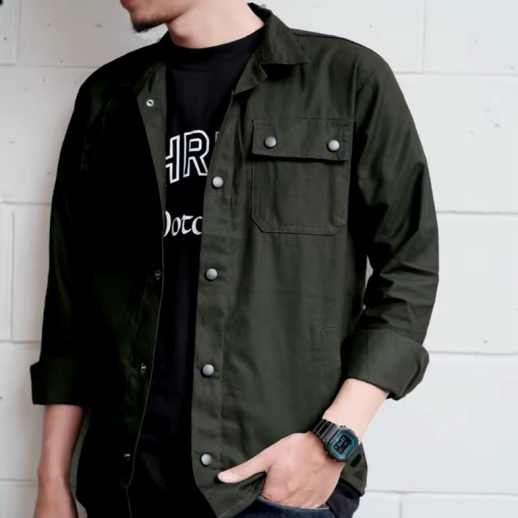 Jaket Semi Parka Trucker Canvas Pria Canvas premium Kemeja Trucker Semi Parka