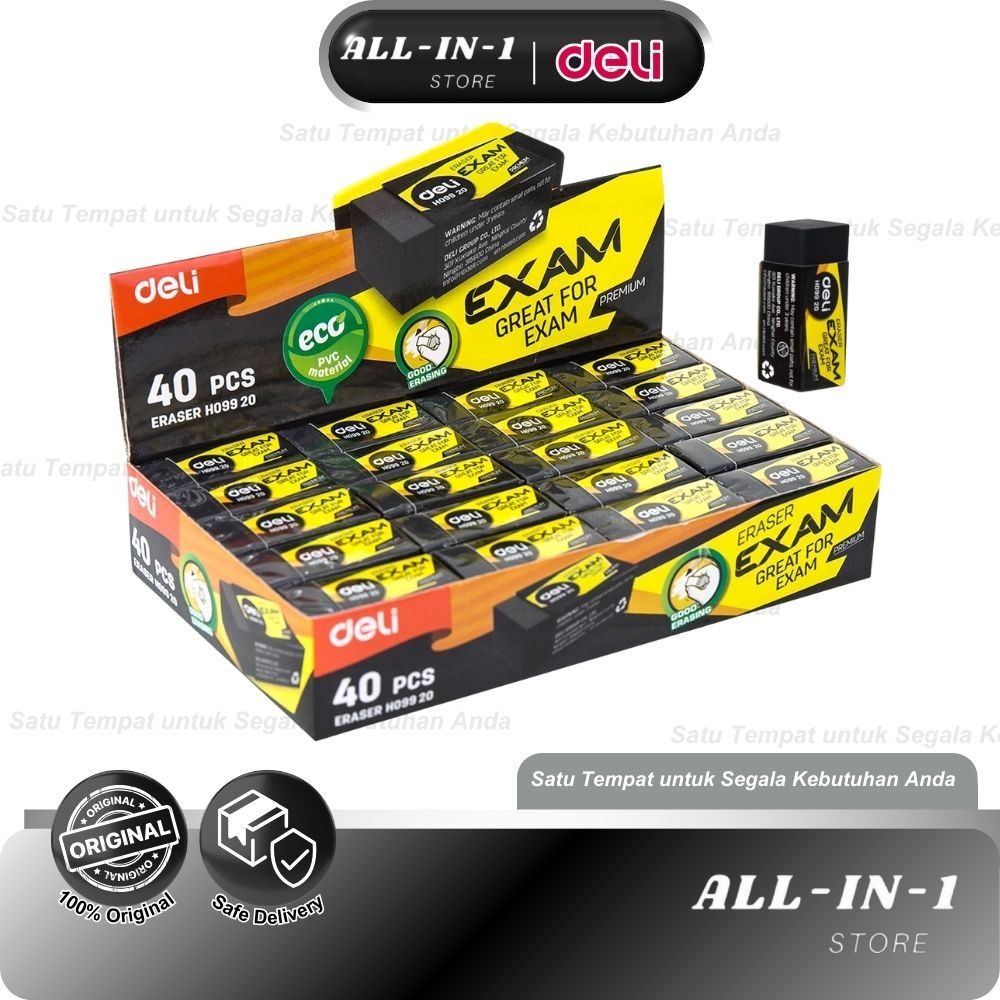 

Deli Penghapus Eraser Ujian Exam 2B 33 15 12mm 10gram pcs Hitam Black EH09920