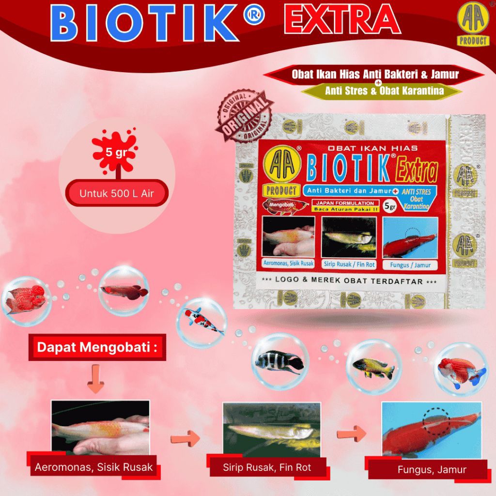 Obat ikan anti luka AKARI AA BIOTIK EXTRA 5GR