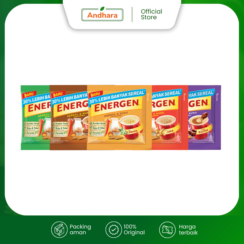 

Energen Sereal Sachet 32gr - Susu Plus Sereal Siap Seduh Aneka Rasa - Minuman Serbuk Bubuk