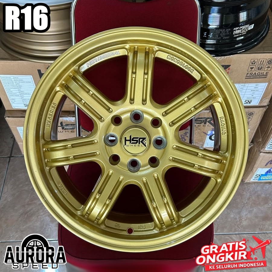 Velg mobil HSR SIAK R16 Lebar 7 baut 4 Gold Pelek ring 16 untuk Avanza Mobilio Kijang Livina City