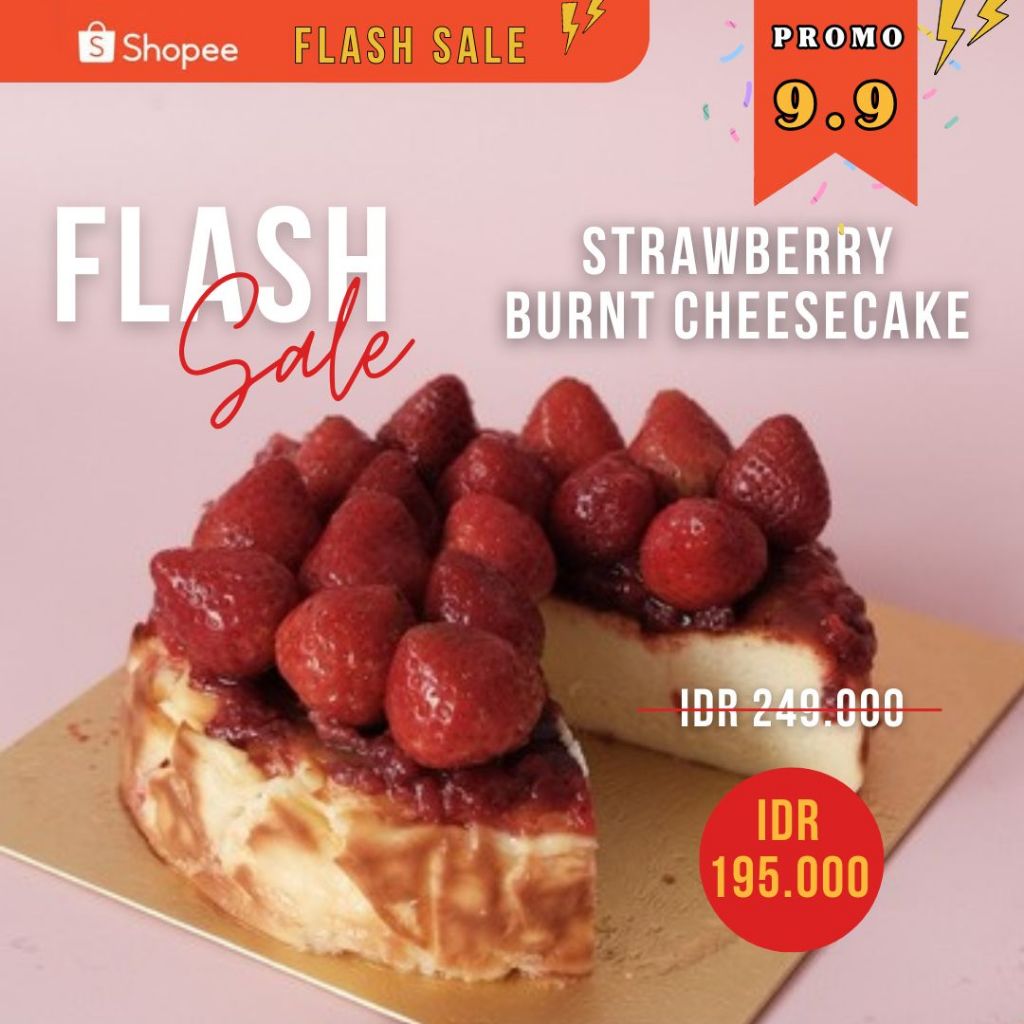 

STRAWBERRY BURNT CHEESECAKE - Birthday Cake / Kue Keju / Hampers
