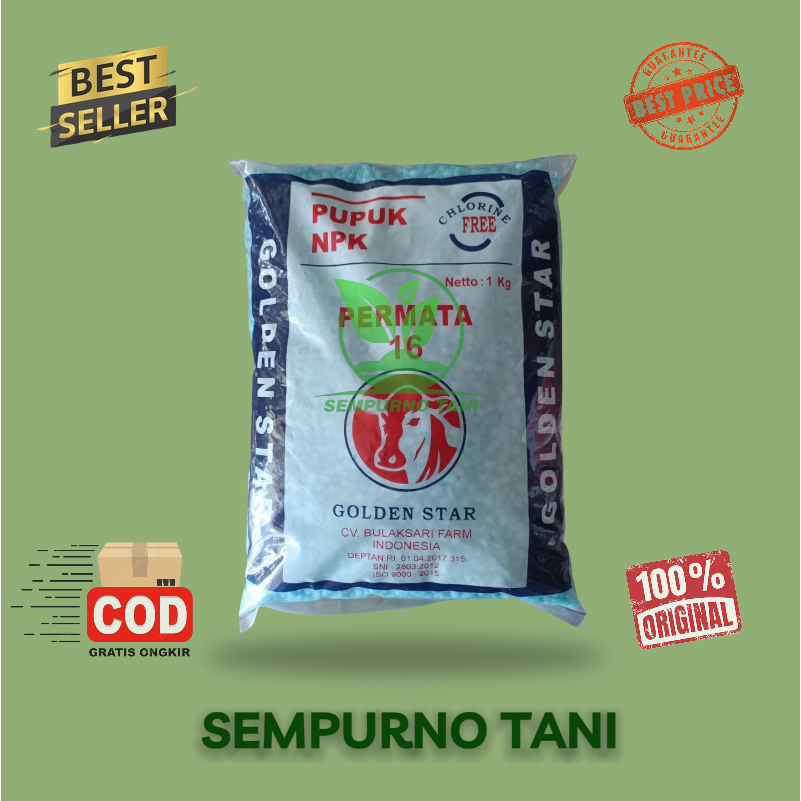 PUPUK NPK - PERMATA 16 GOLDEN STAR BIRU 1 KG