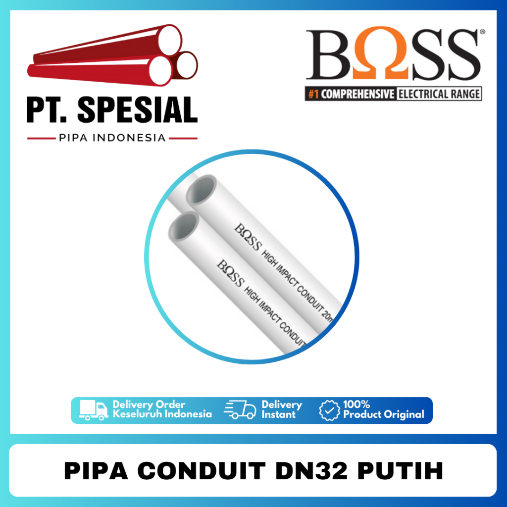 Pipa Conduit Putih Boss 32mm / Pipa Pelindung Kabel - 05