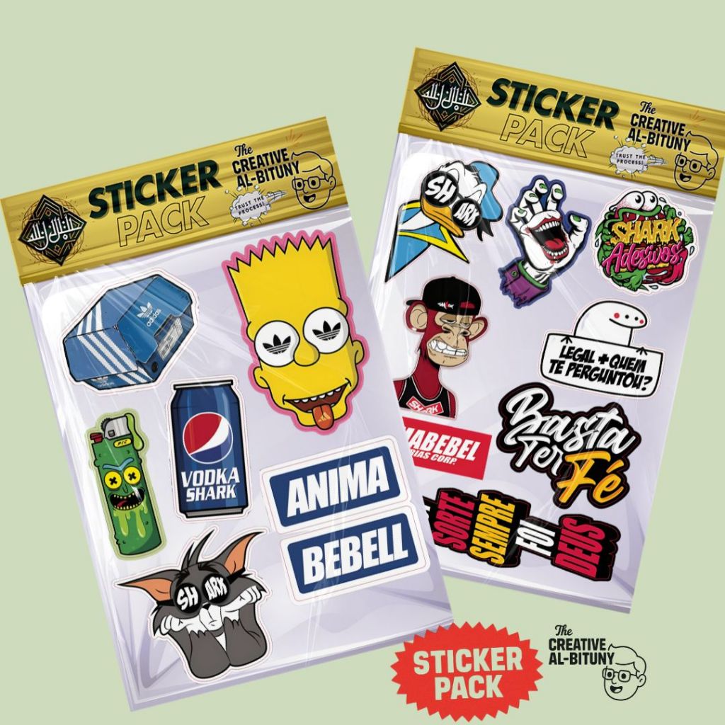 

Paket Stiker Kartun Kreatif – Meme, Karakter, Street Art, Aesthetic I Bart Simpson parodi, gorila NFT, grafis graffiti, minuman parodi