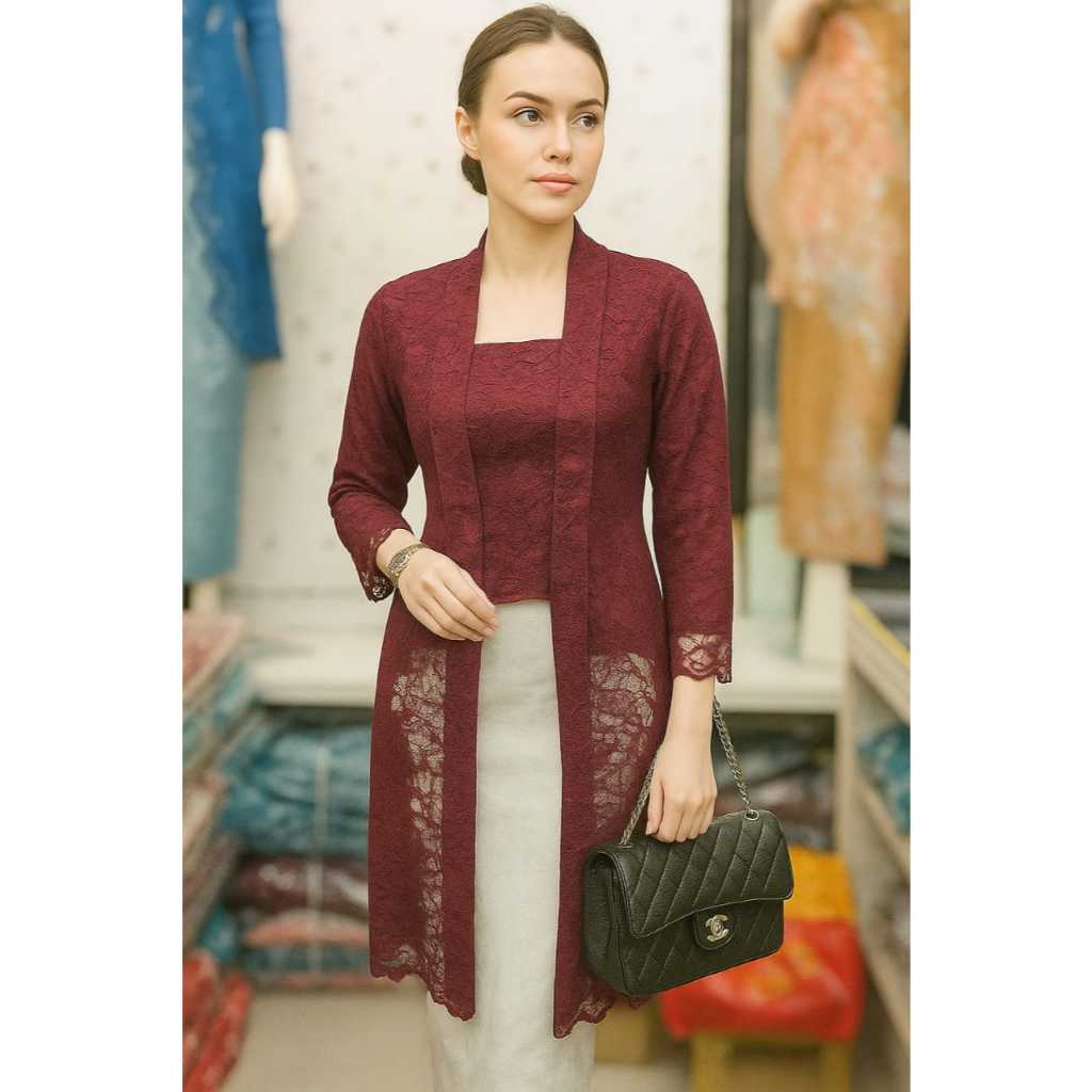 Kebaya Kutu Baru Lengan Panjang / Kebaya Brokat / Tille Payet Bordir | Kebaya Modern