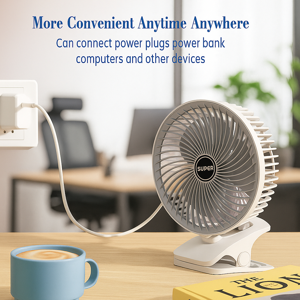 Kipas Angin Multifungsi Jepit | Kipas USB Kabel Fungsi Meja Duduk+Dinding Tembok+Jepit