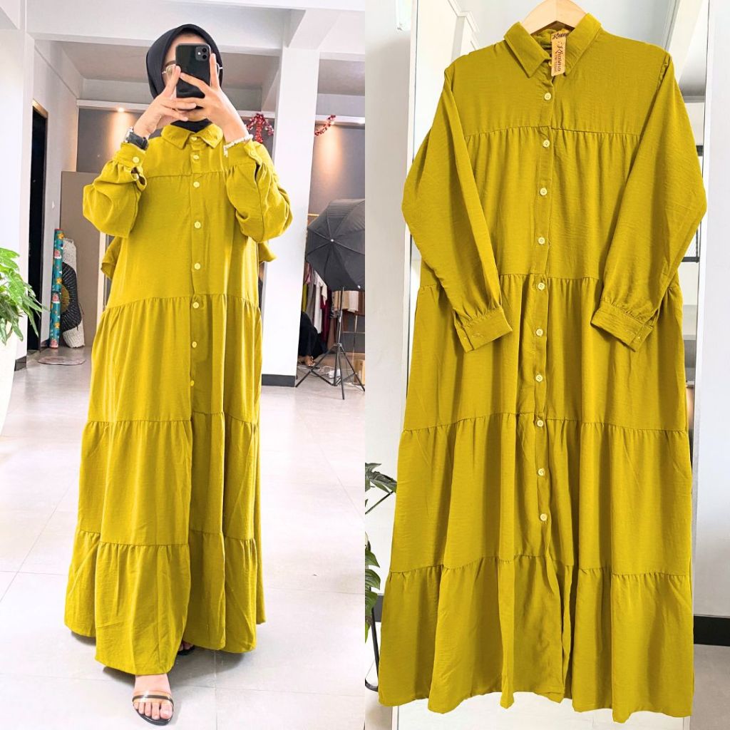 Gamis Isyana Dress Bahan Premium Crinkle by khasmafashion