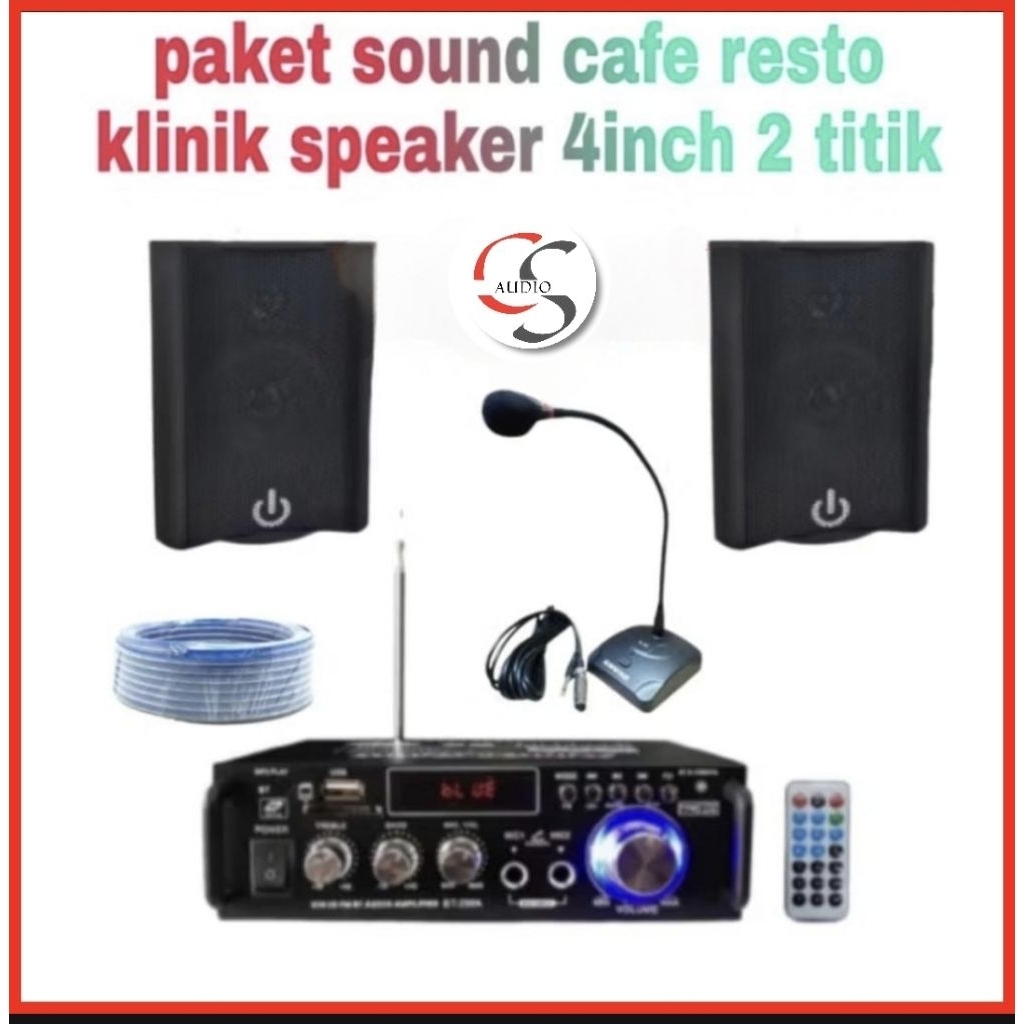 Paket Sound Sistem Cafe/Resto , Klinik Speaker 4inch 2Titik