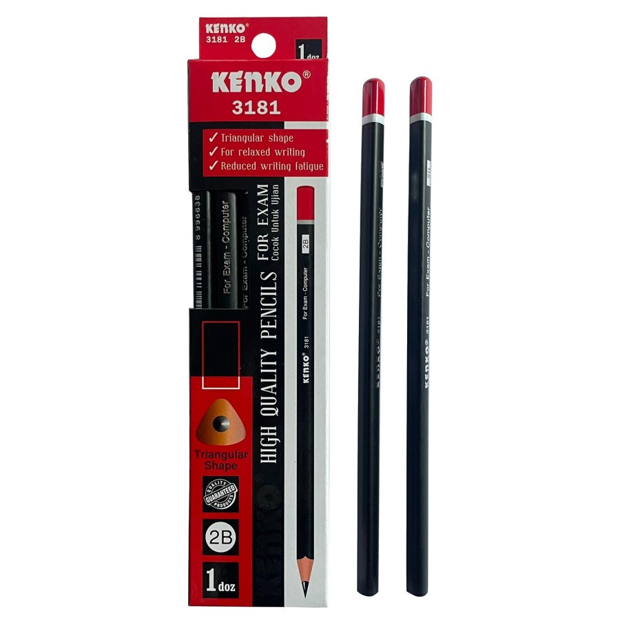 

[150GR] KENKO 3181 PENSIL 2B SEGITIGA HITAM CAP MERAH / PENSIL 2B KENKO 3181 TRIANGULAR SHAPE