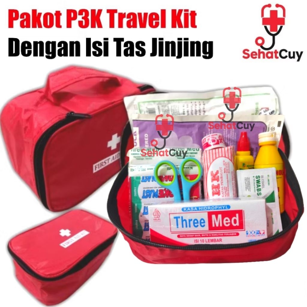 Paket P3K Travel Kit / Tas Jinjing Standar Isi Lengkap / P3k Mobil