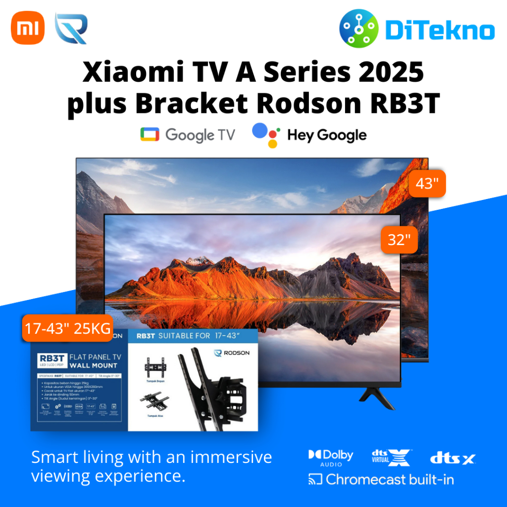 Xiaomi Mi TV 32 43 inch Google TV HD FHD 4K QLED + Bracket