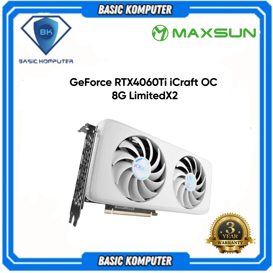 VGA MAXSUN GEFORCE RTX 4060 Ti 8GB iCRAFT OC LIMITED X2 GDDR6 - SKYLIGHT RGB - DUAL FAN RTX 4060Ti