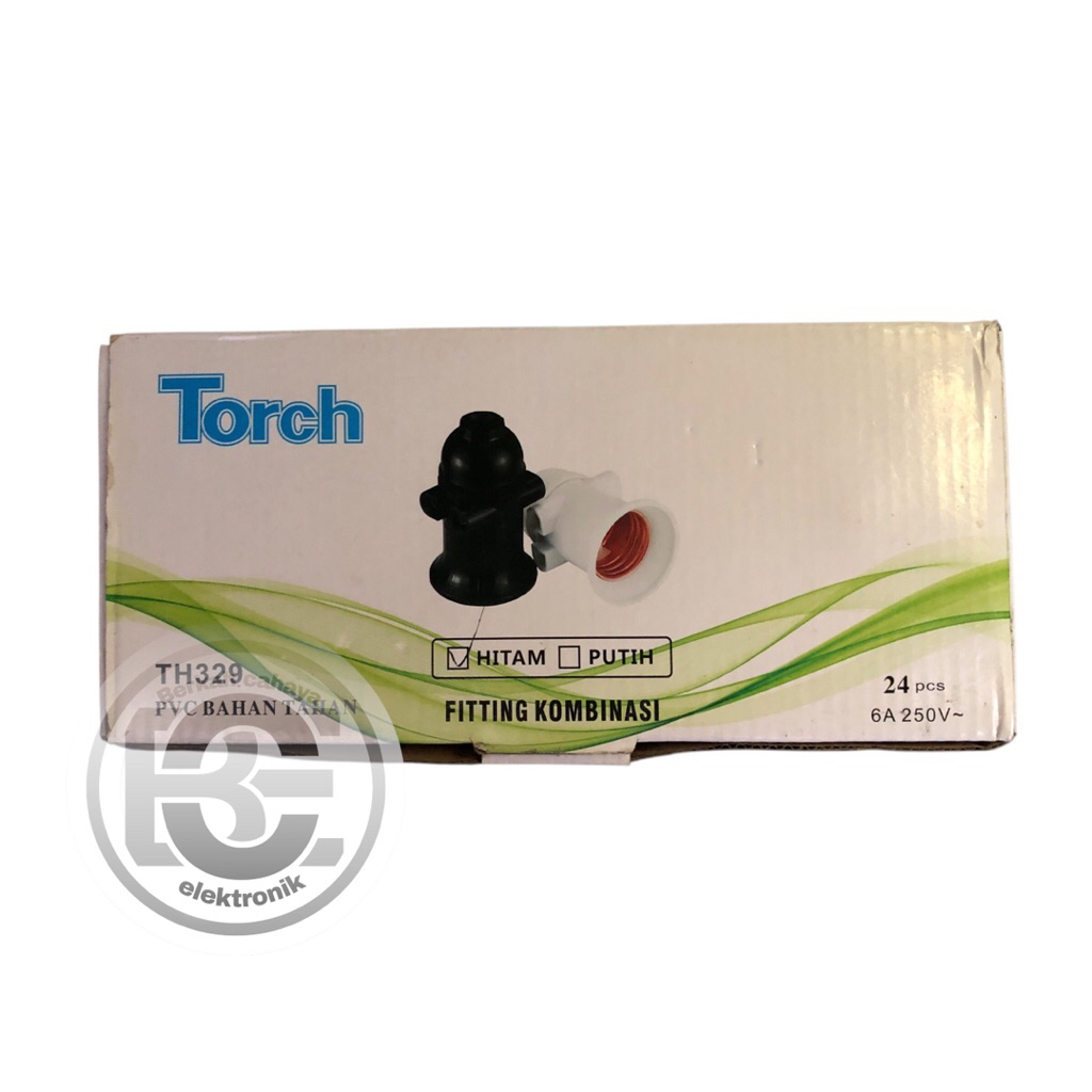 Fitting Lampu Kombinasi Hitam TORCH TH-329 Fitting Bohlam Lampu Kombinasi Hitam SNI