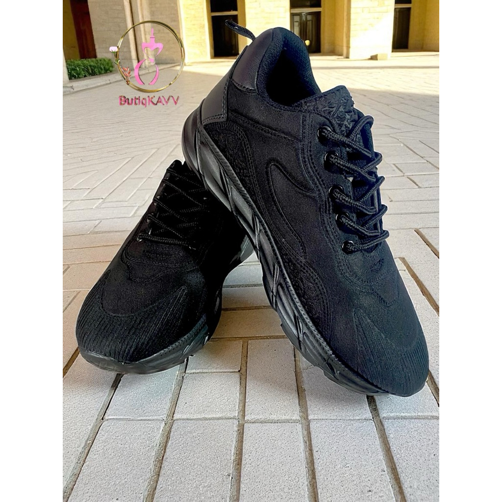 Sepatu Hitam Olahraga Bhayangkari Motif Batik - Running Shoes