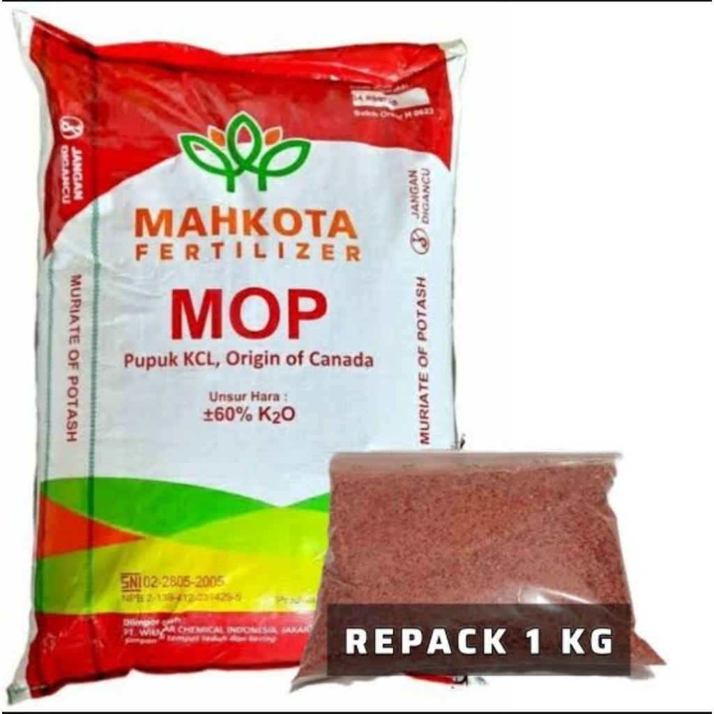 Pupuk KCL MAHKOTA 1 kg, original CANADA Kalium 60% pupuk pembungaan