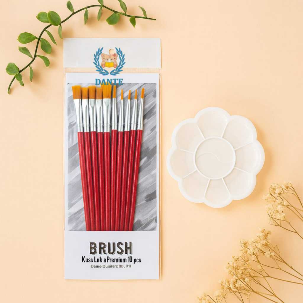 

Dante - Kuas Lukis Nilon DB-810 set isi 10pcs + BONUS Palet