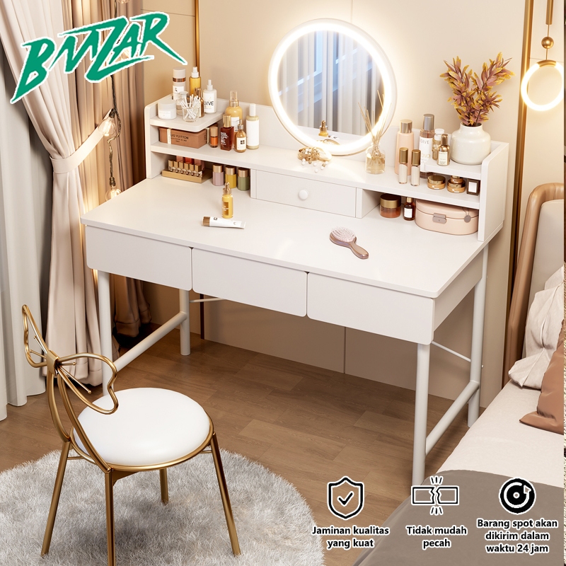 BMZAR Meja Rias Led  Meja Rias Aesthetic Meja Rias Modern Meja Rias Kaca Bundar Meja Rias Ergonomic