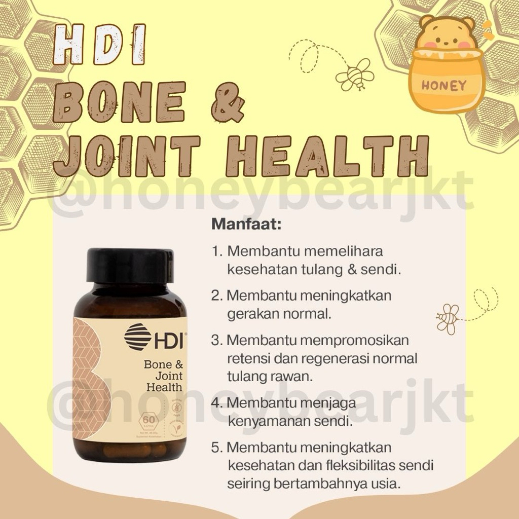 HDI Bone & Joint Health 60 Kapsul | Vitamin Kalsium & Glucosamine untuk Sendi | ORIGINAL 100%