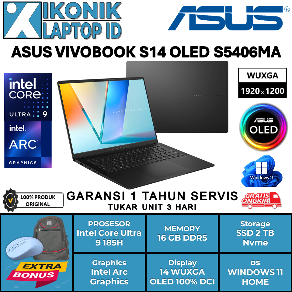 Laptop Ultrabook Asus Vivobook S14 OLED Intel EVO Ultra 9 185H Intel Arc Graphics Ram 16 GB Ssd 2 TB