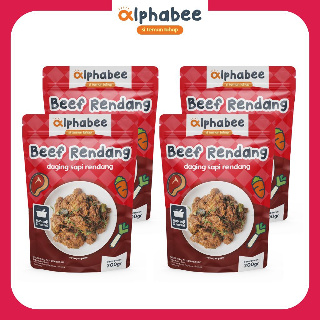 

(ISI 4) ALPHABEE Beef Rendang 100gr | Frozen Food | Daging Sapi Rendang | Tanpa bahan Pengawet