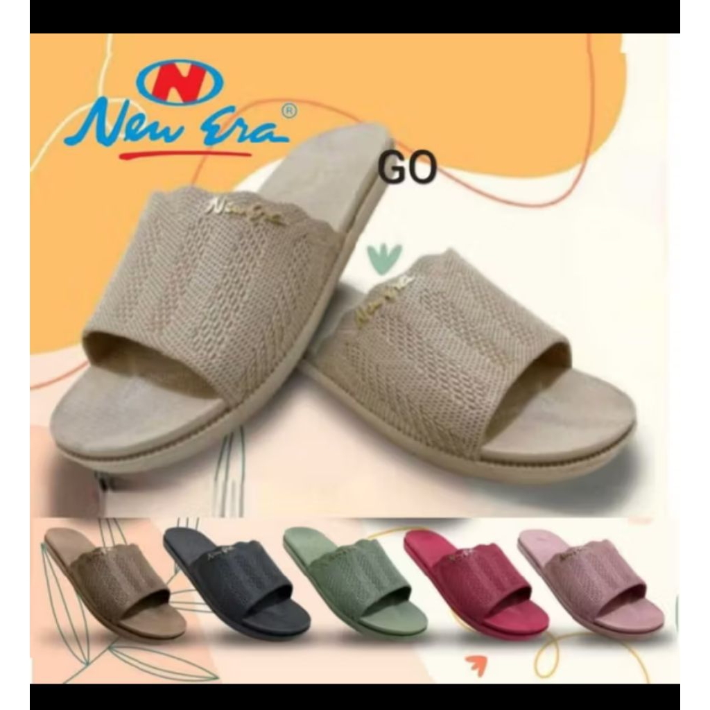 sandal new era wanita model selop bahan karet