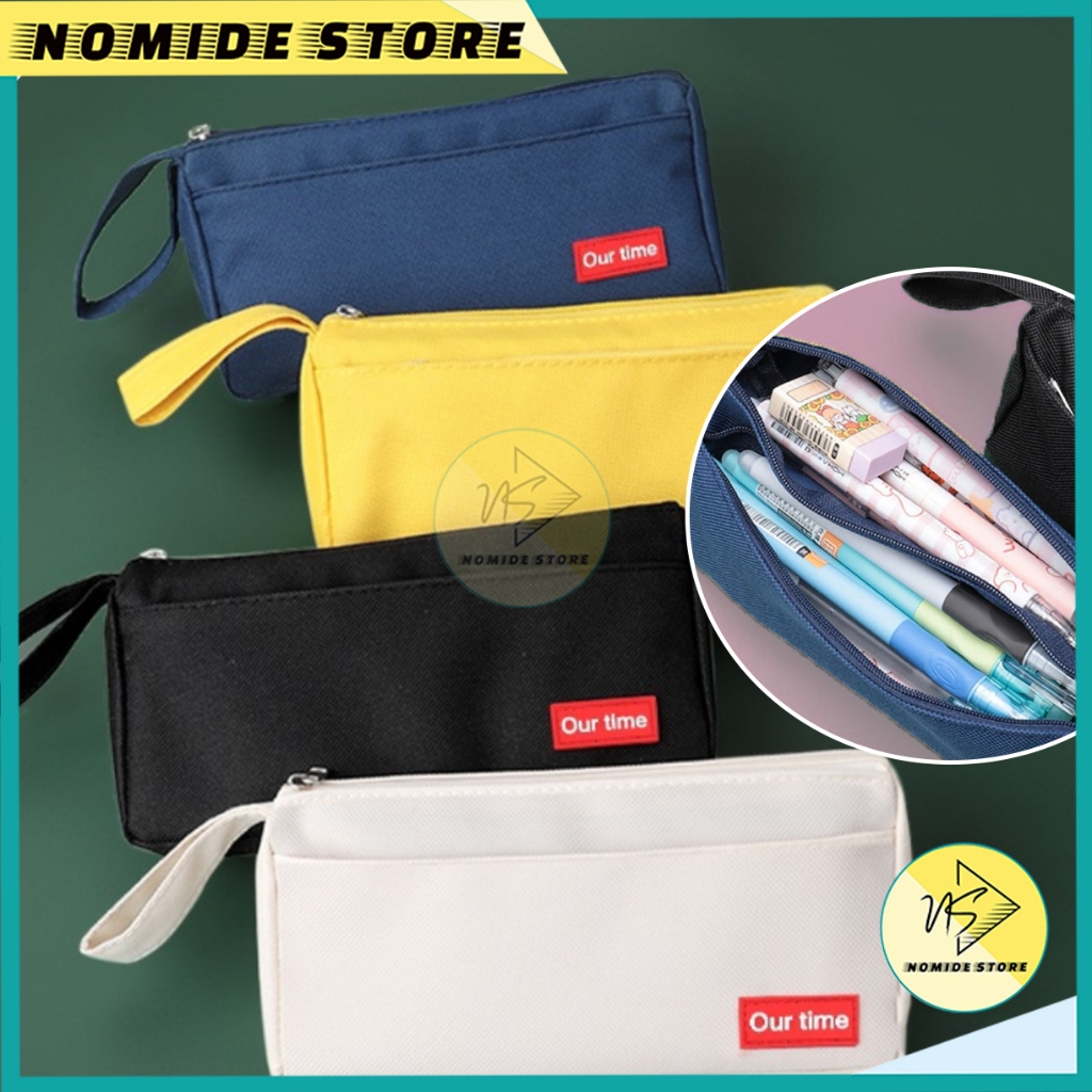 

Kotak Pensil Tempat Penyimpanan Alat Tulis Praktis Aesthetic Motif Polos Zipper Portable