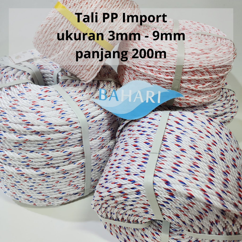 Tali Tambang/Tampar bahan PP murah berkualitas - ukuran 3mm - 9mm (panjang 200meter)